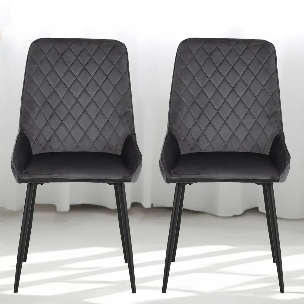 Avery Set of 2 Dining Chairs - Grey, Velvet image