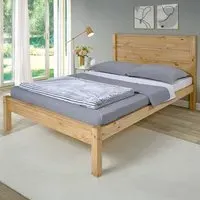Barton Double Bed Frame - Brown, Waxed Pine