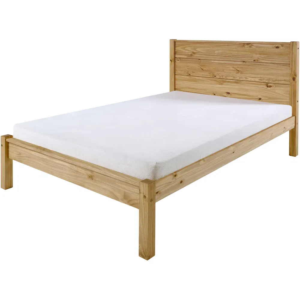 Barton King Size Bed Frame - Brown, Waxed Pine