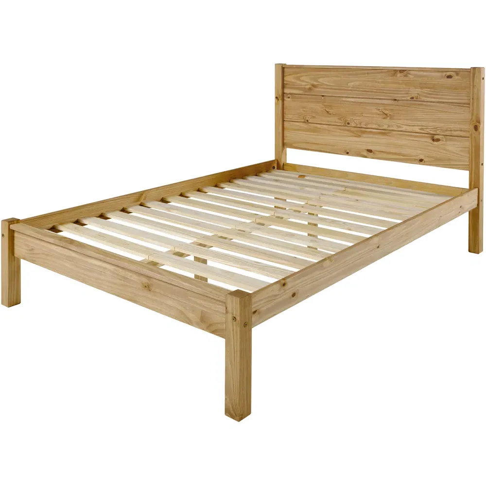 Barton King Size Bed Frame - Brown, Waxed Pine