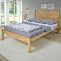 Barton King Size Bed Frame - Brown, Waxed Pine