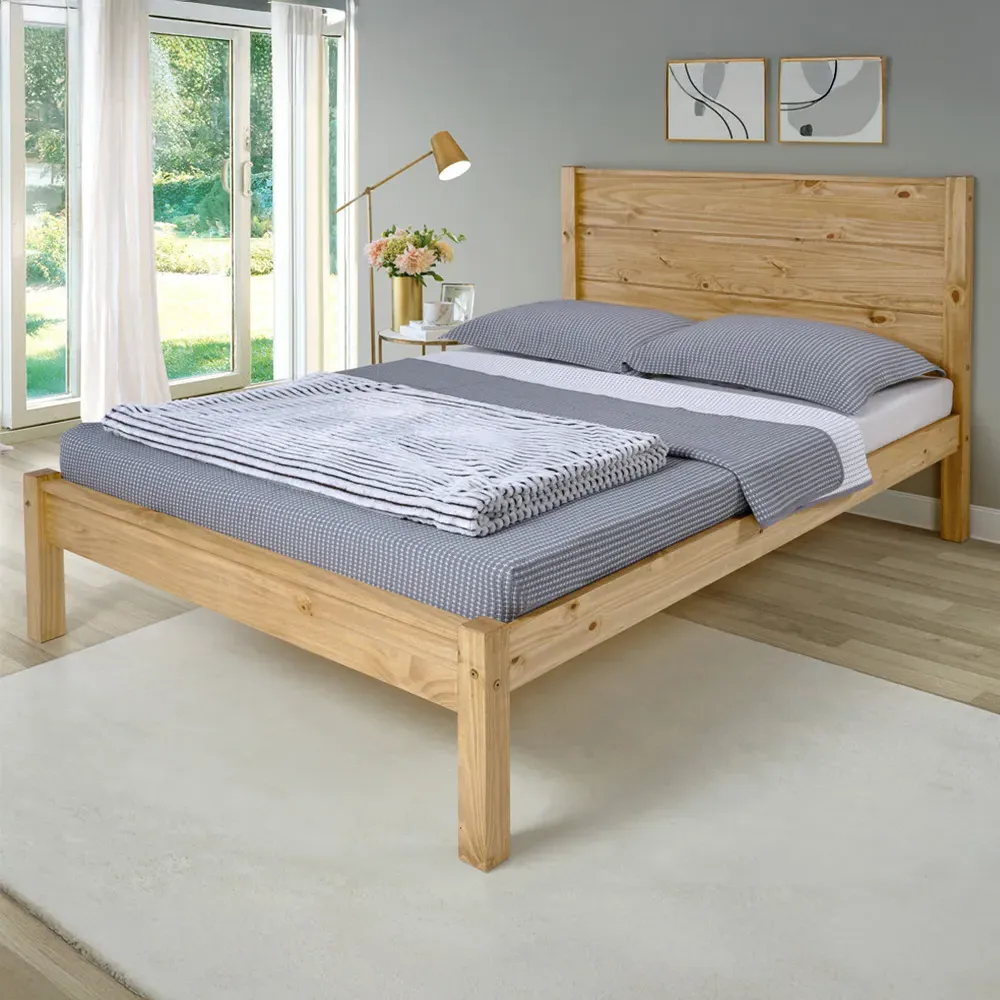 Barton King Size Bed Frame - Brown, Waxed Pine image