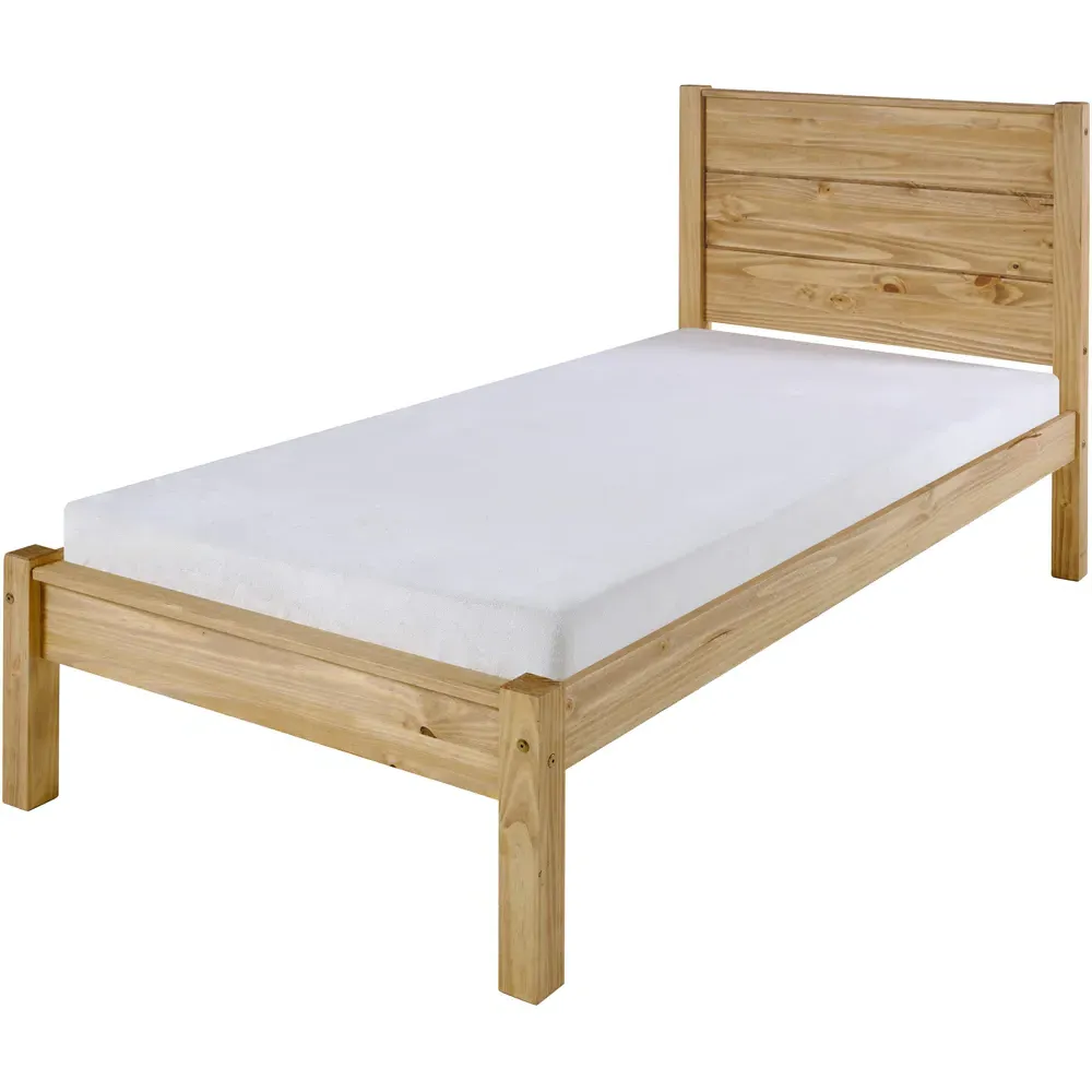 Barton Single Bed Frame - Brown, Waxed Pine