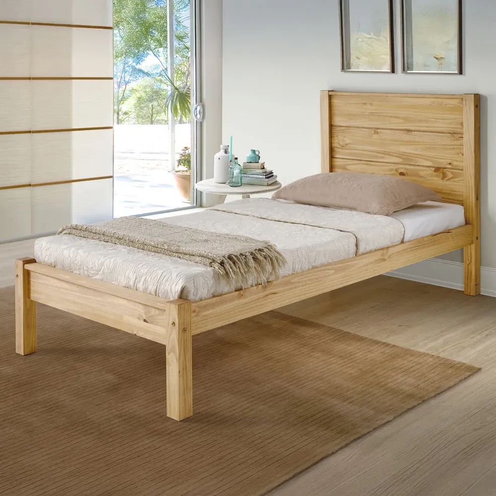 Barton Single Bed Frame - Brown, Waxed Pine image