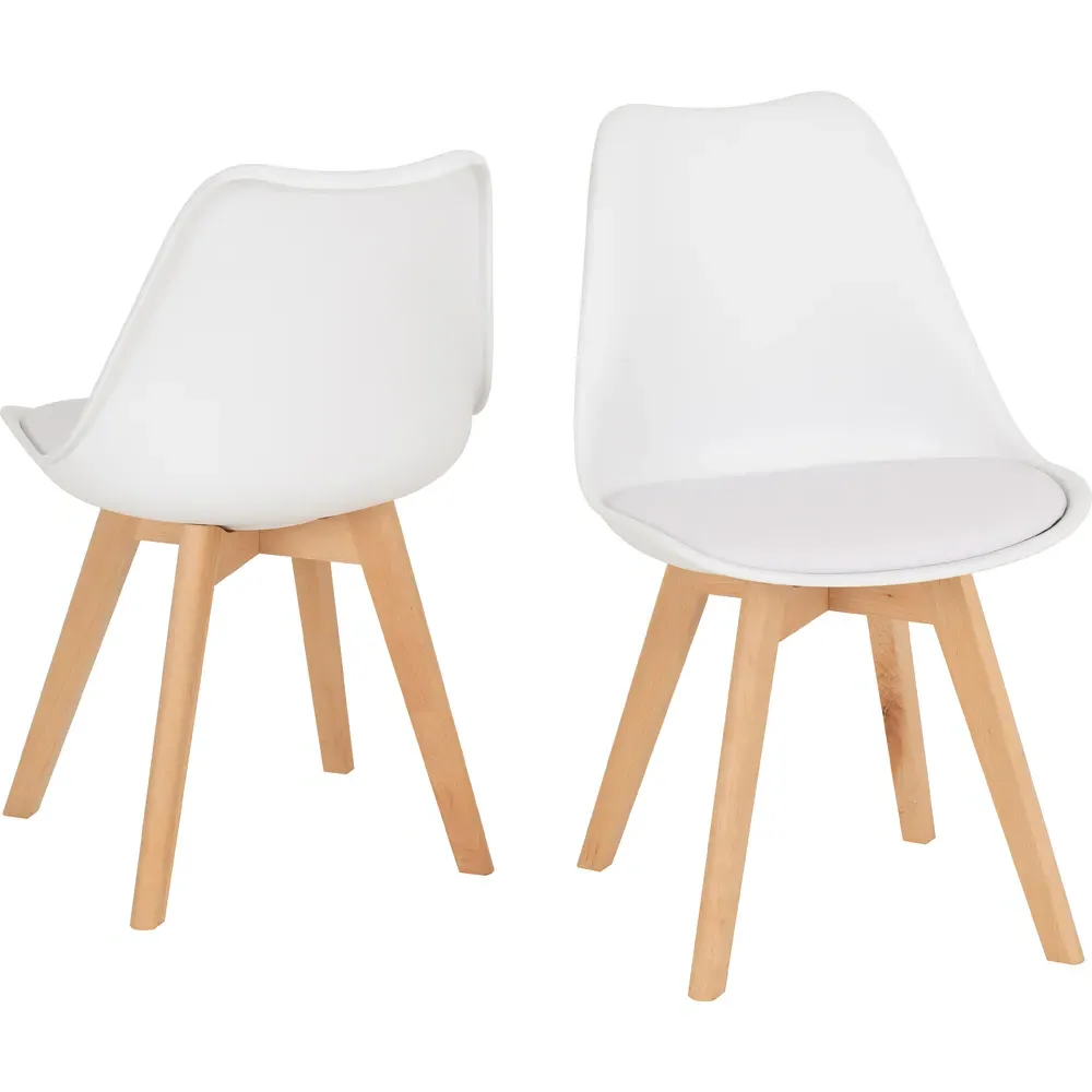Bendal Set of 2 Dining Chairs - White, Faux Leather