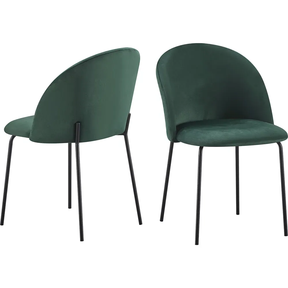 Boston Set of 4 Dining Chairs - Emerald Green, Velvet