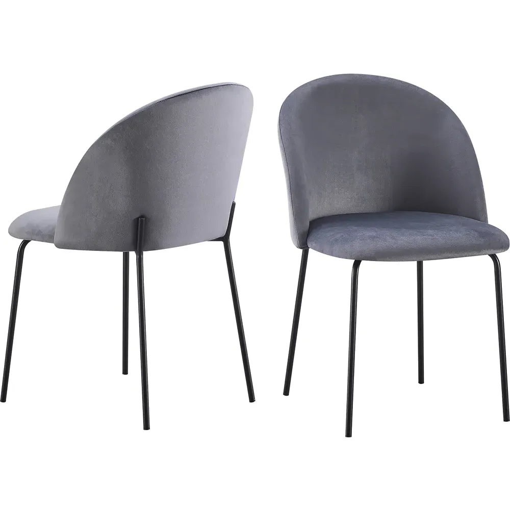 Boston Set of 4 Dining Chairs - Grey, Velvet
