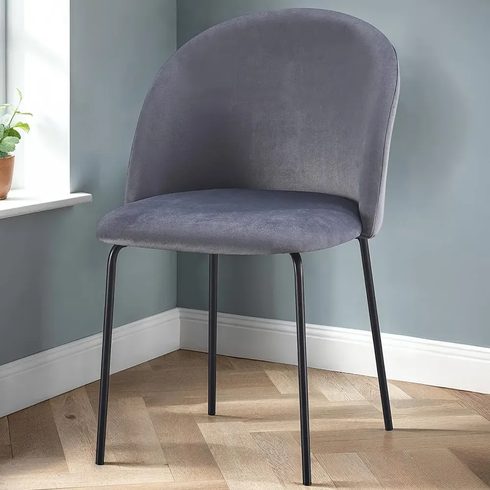 Boston Set of 4 Dining Chairs - Grey, Velvet image