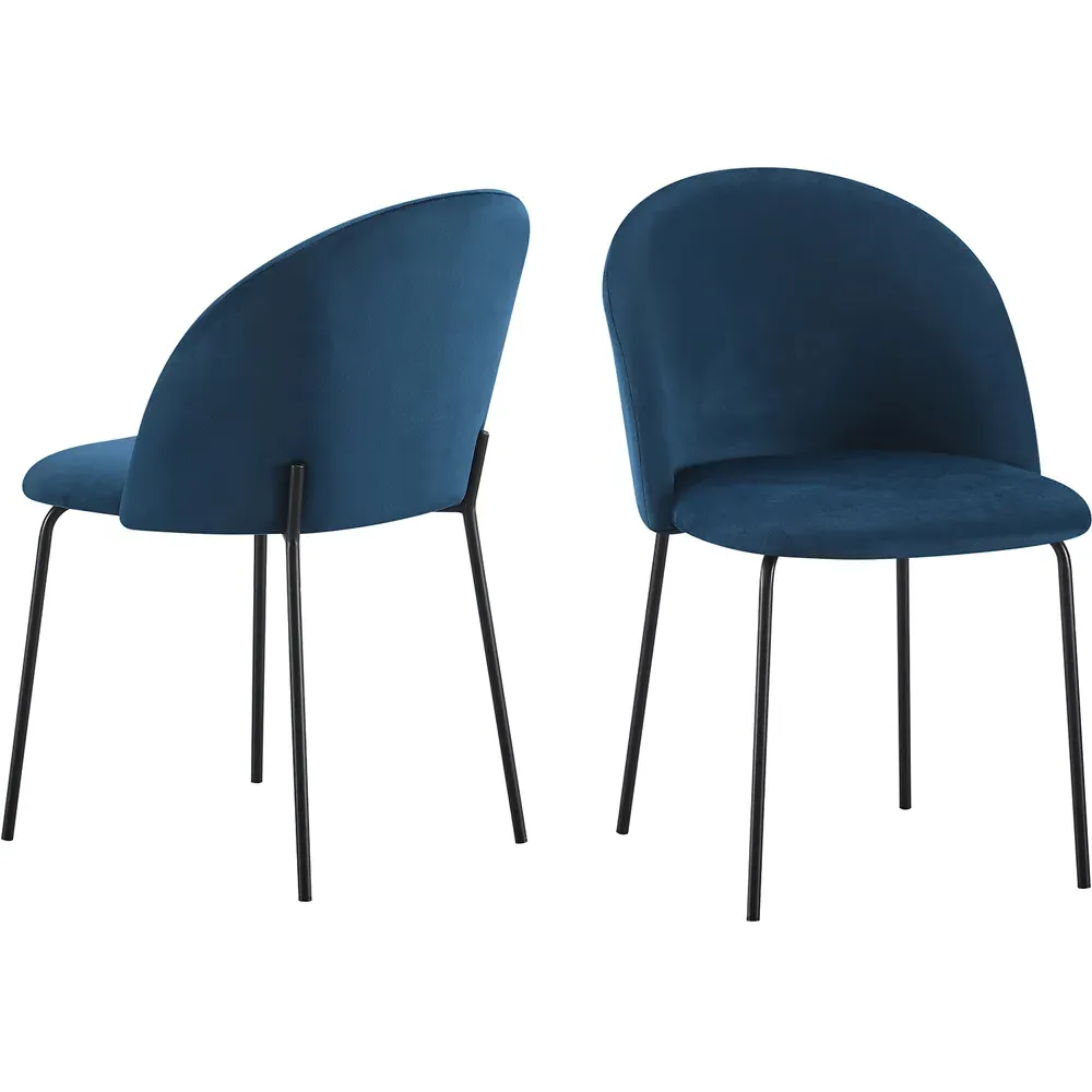 Boston Set of 4 Dining Chairs - Sapphire Blue, Velvet