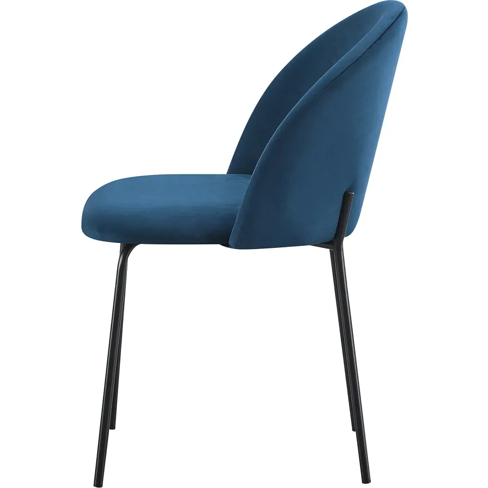 Boston Set of 4 Dining Chairs - Sapphire Blue, Velvet