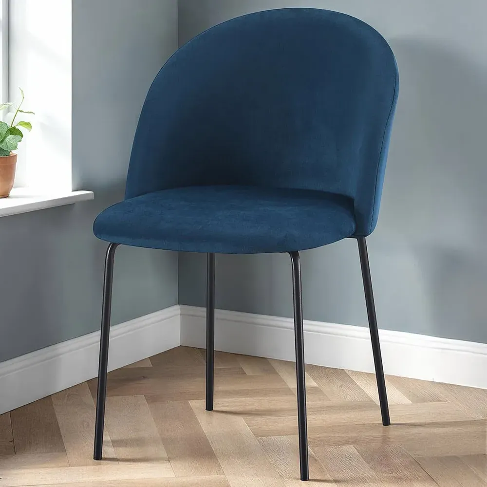 Boston Set of 4 Dining Chairs - Sapphire Blue, Velvet