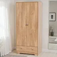 Carlton 2 Door Single Drawer Wardrobe - Medium Oak
