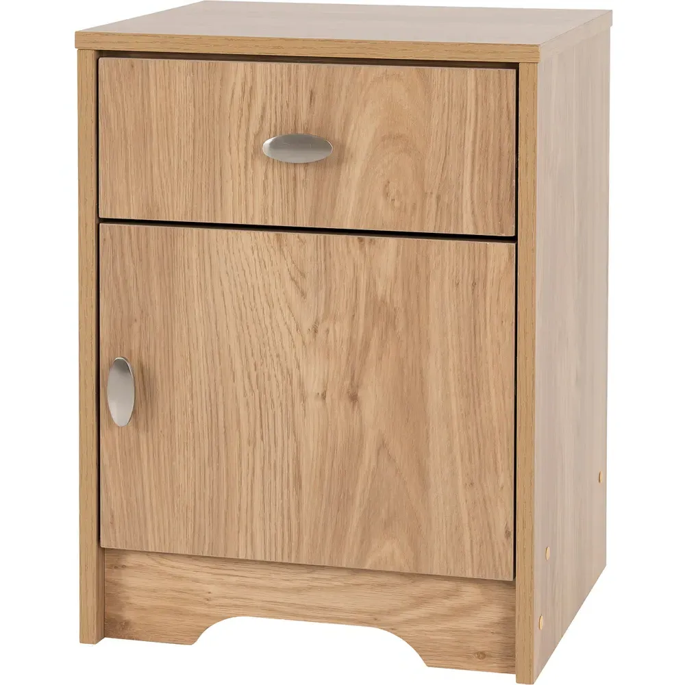 Carlton Single Door Single Drawer Bedside Table - Medium Oak