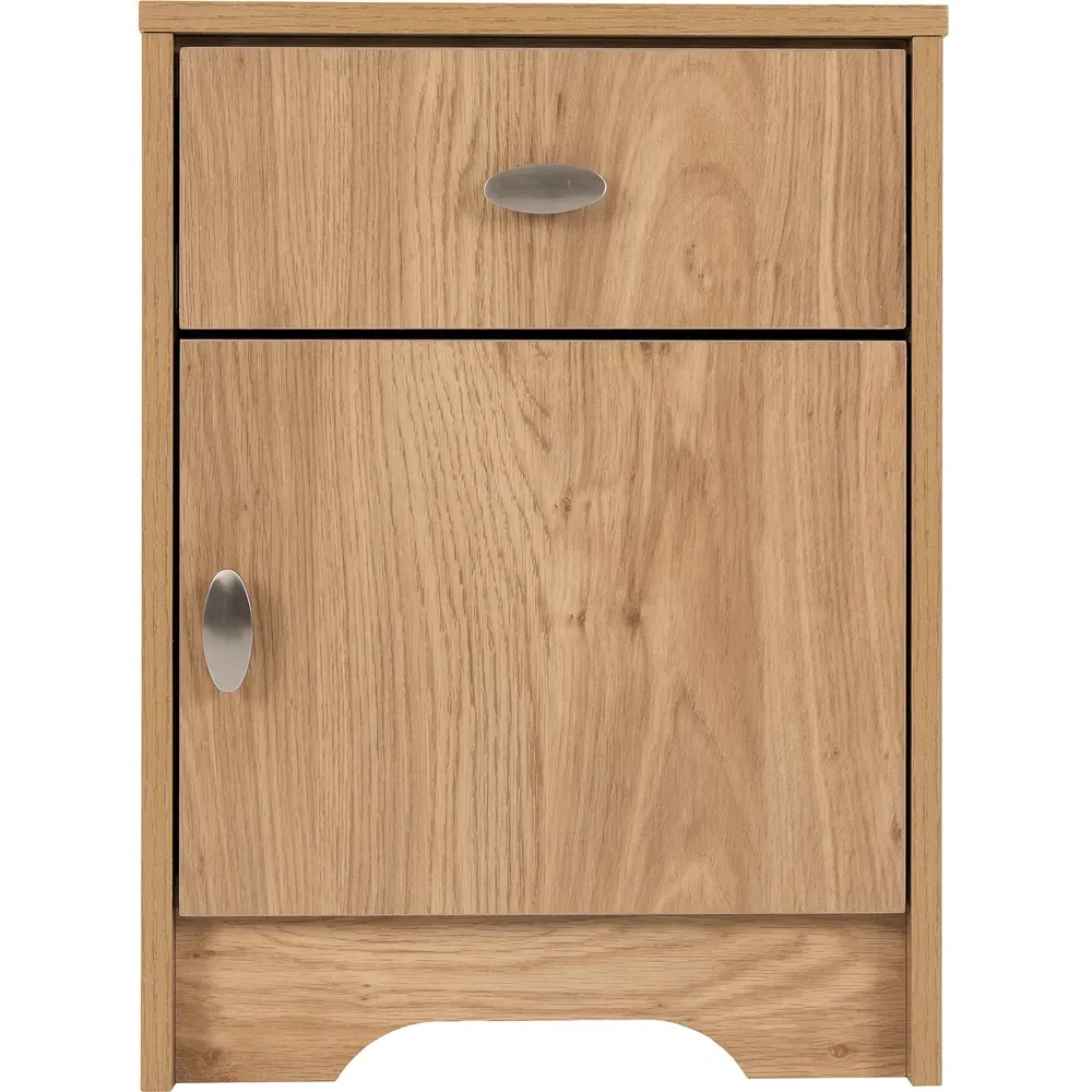 Carlton Single Door Single Drawer Bedside Table - Medium Oak