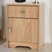 Carlton Single Door Single Drawer Bedside Table - Medium Oak