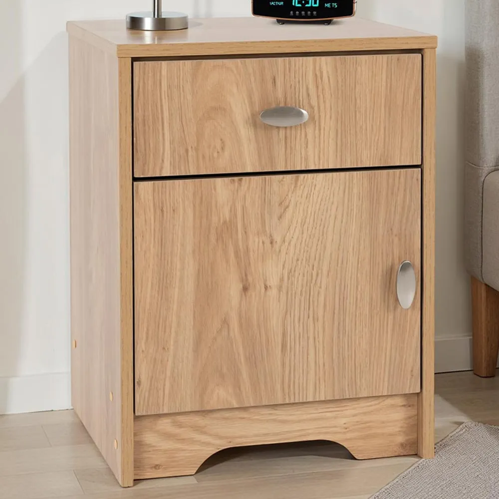 Carlton Single Door Single Drawer Bedside Table - Medium Oak image