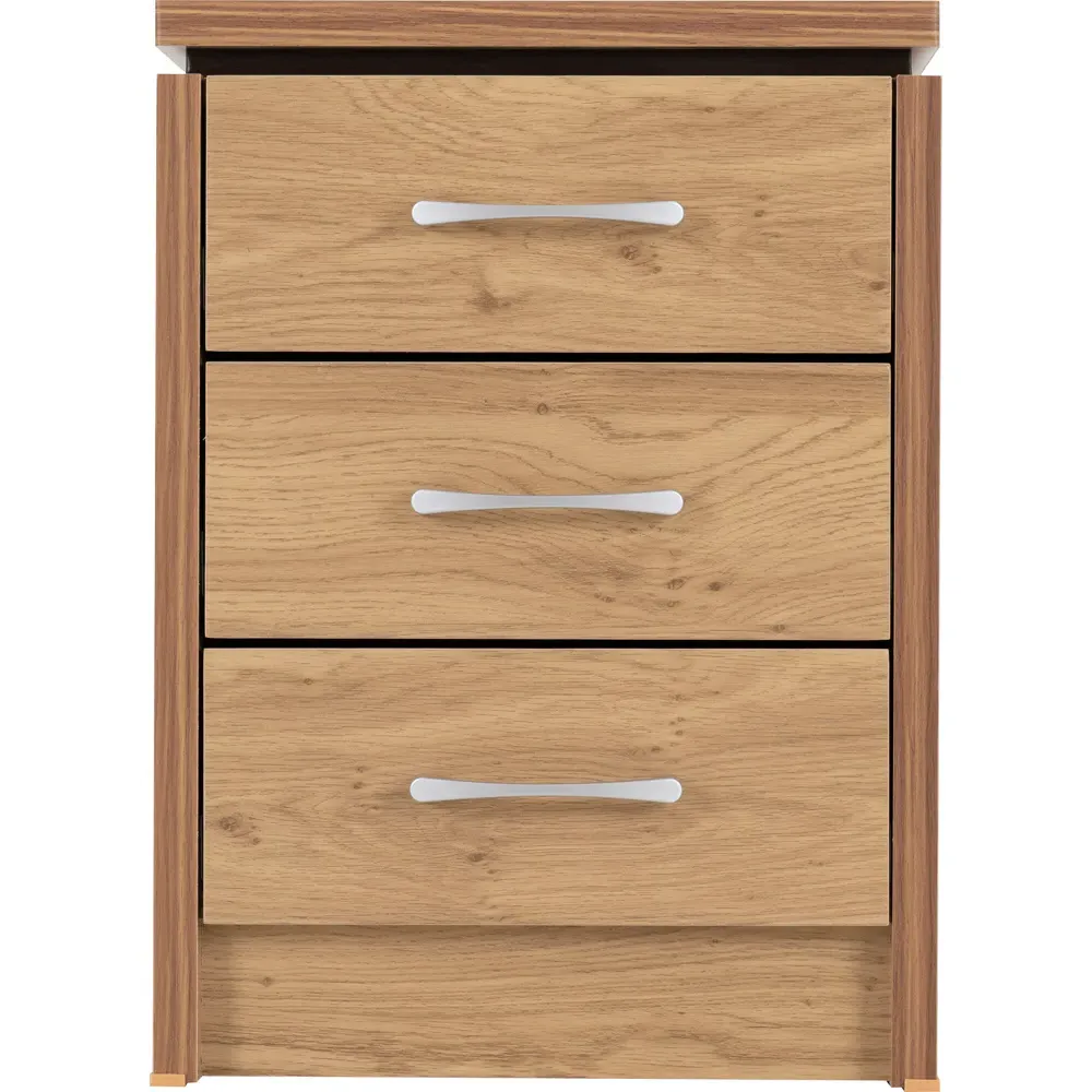 Charles 3 Drawer Bedside Table - Brown, Oak Effect Veneer