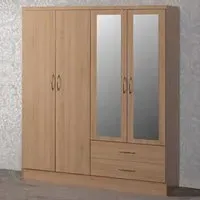 Charles 4 Door 2 Drawer Wardrobe - Brown, Oak Effect Veneer