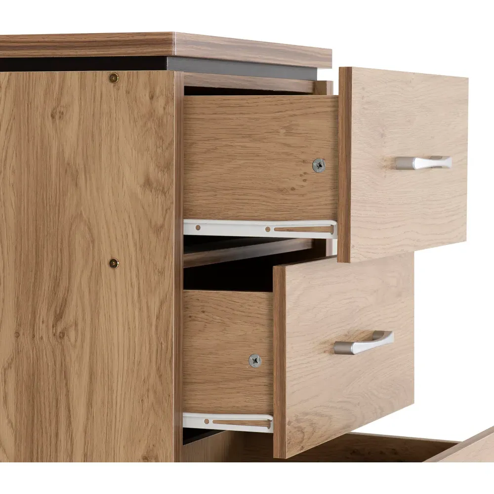 Charles 5 Drawer Narrow Chest of Drawers - Brown, Oak Effect