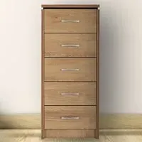 Charles 5 Drawer Narrow Chest of Drawers - Brown, Oak Effect