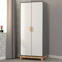 Cleveland 2 Door Wardrobe - White, Grey