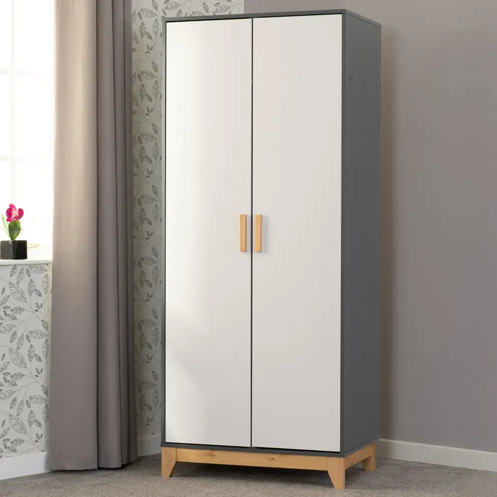 Cleveland 2 Door Wardrobe - White, Grey