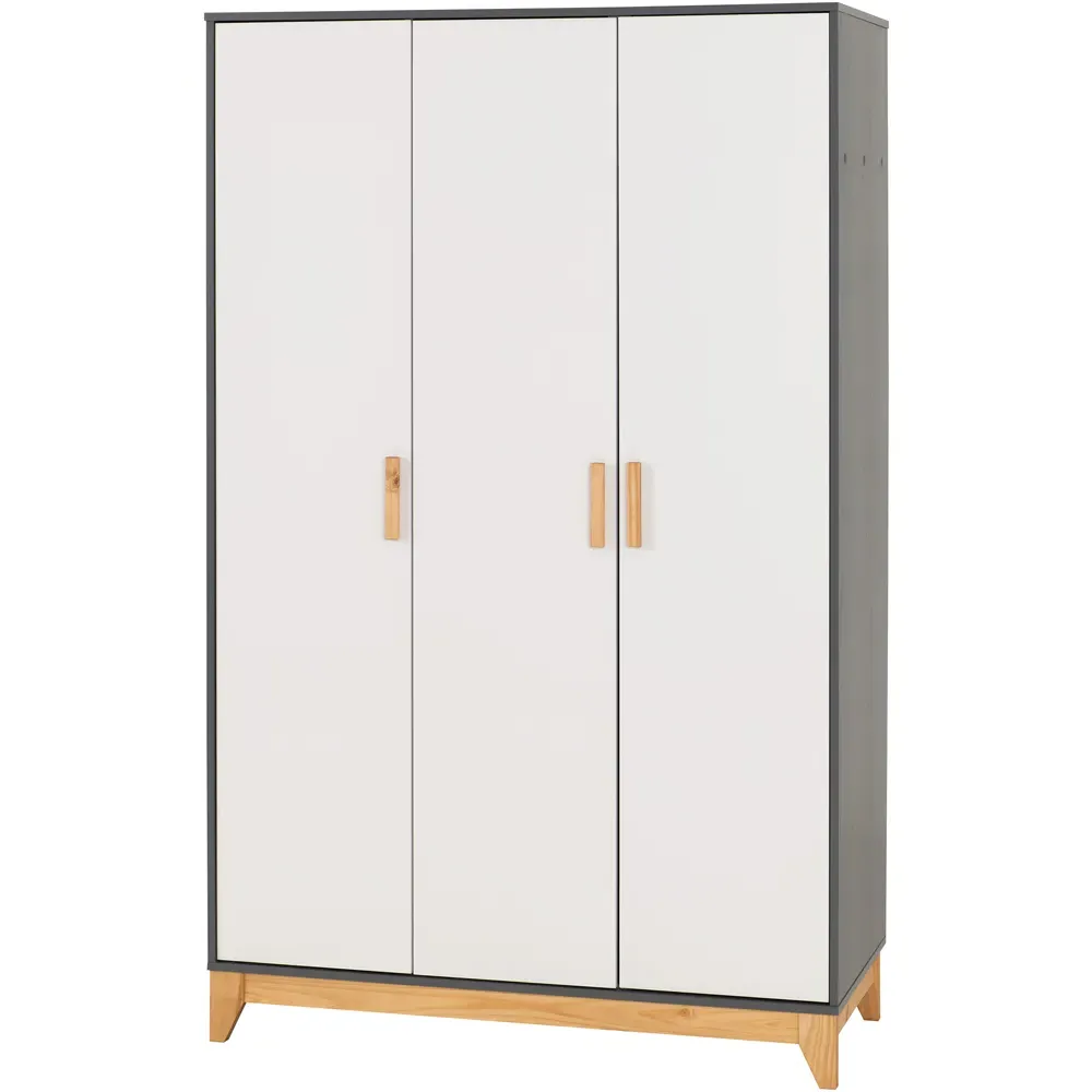 Cleveland 3 Door Wardrobe - White, Grey