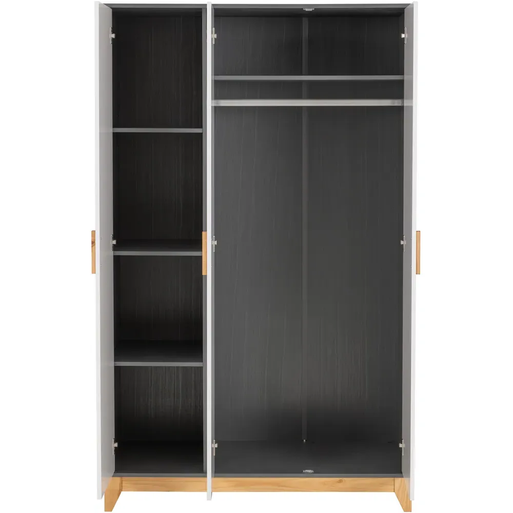 Cleveland 3 Door Wardrobe - White, Grey