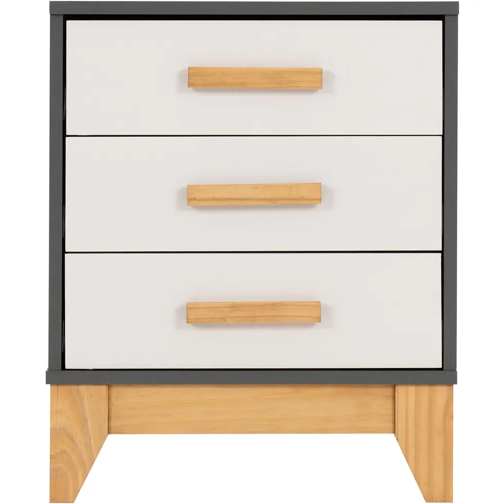 Cleveland 3 Drawer Bedside Table - White, Grey