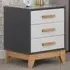 Cleveland 3 Drawer Bedside Table - White, Grey