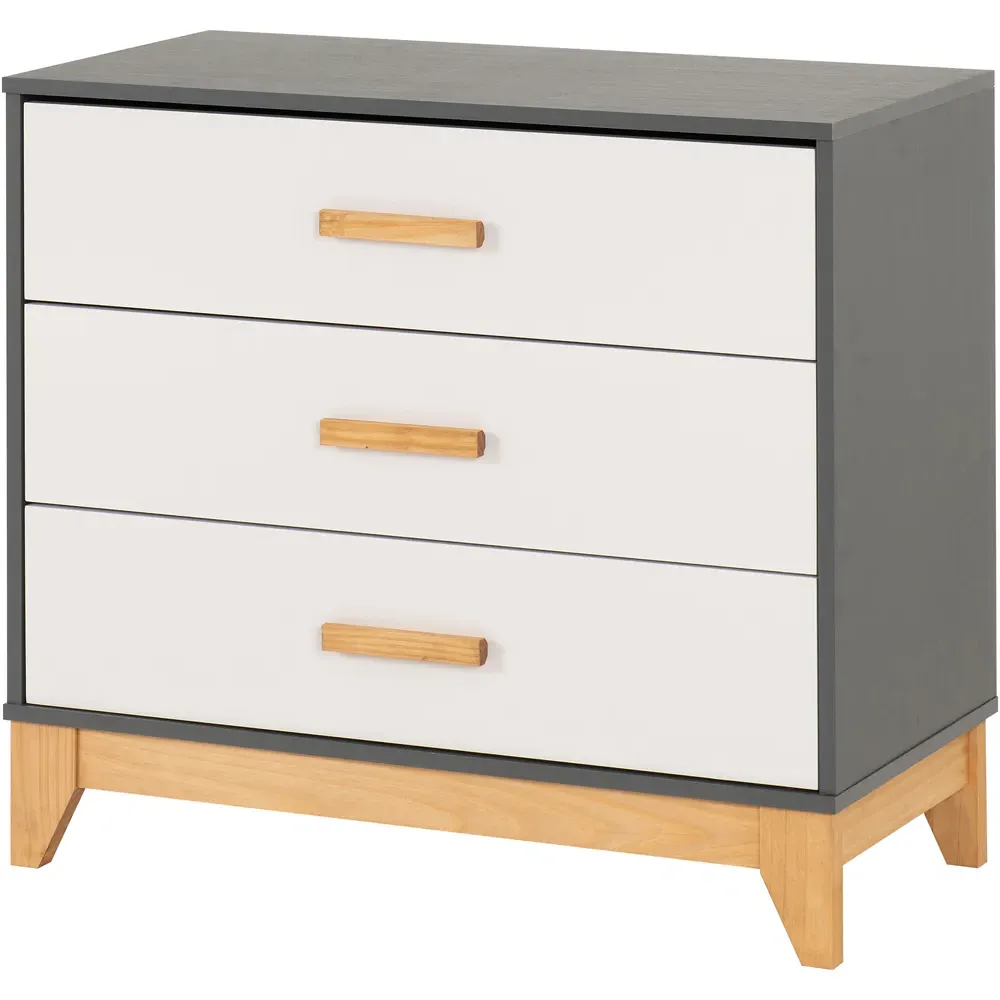 Cleveland 3 Drawer Chest of Drawers - White, Grey