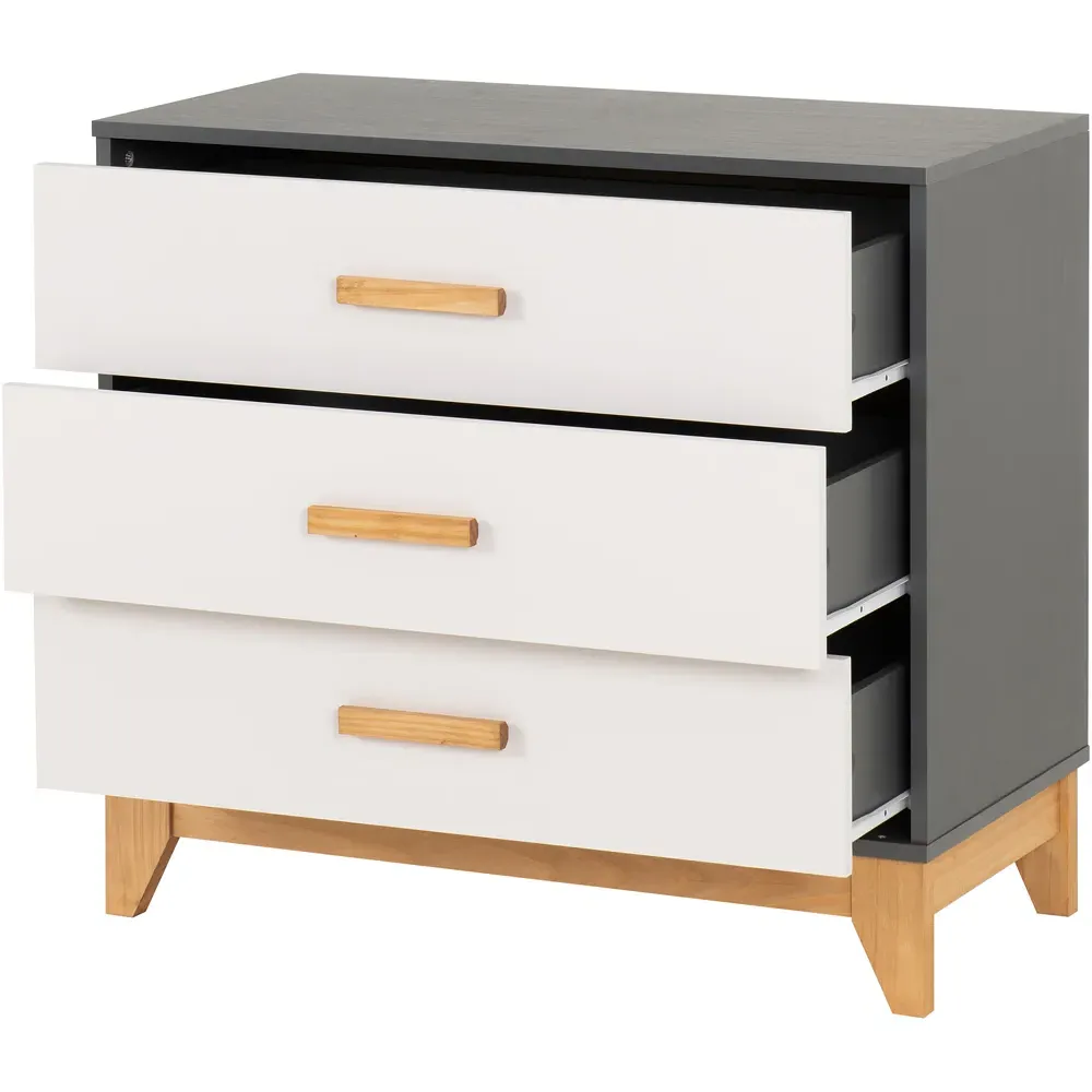 Cleveland 3 Drawer Chest of Drawers - White, Grey