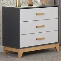 Cleveland 3 Drawer Chest of Drawers - White, Grey