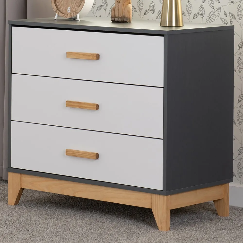 Cleveland 3 Drawer Chest of Drawers - White, Grey image
