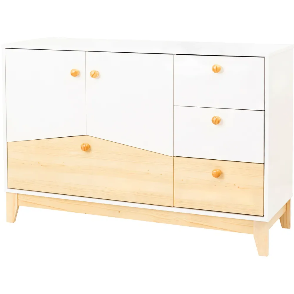 Cody 2 Door 4 Drawer Storage Unit - White, Pine Effect