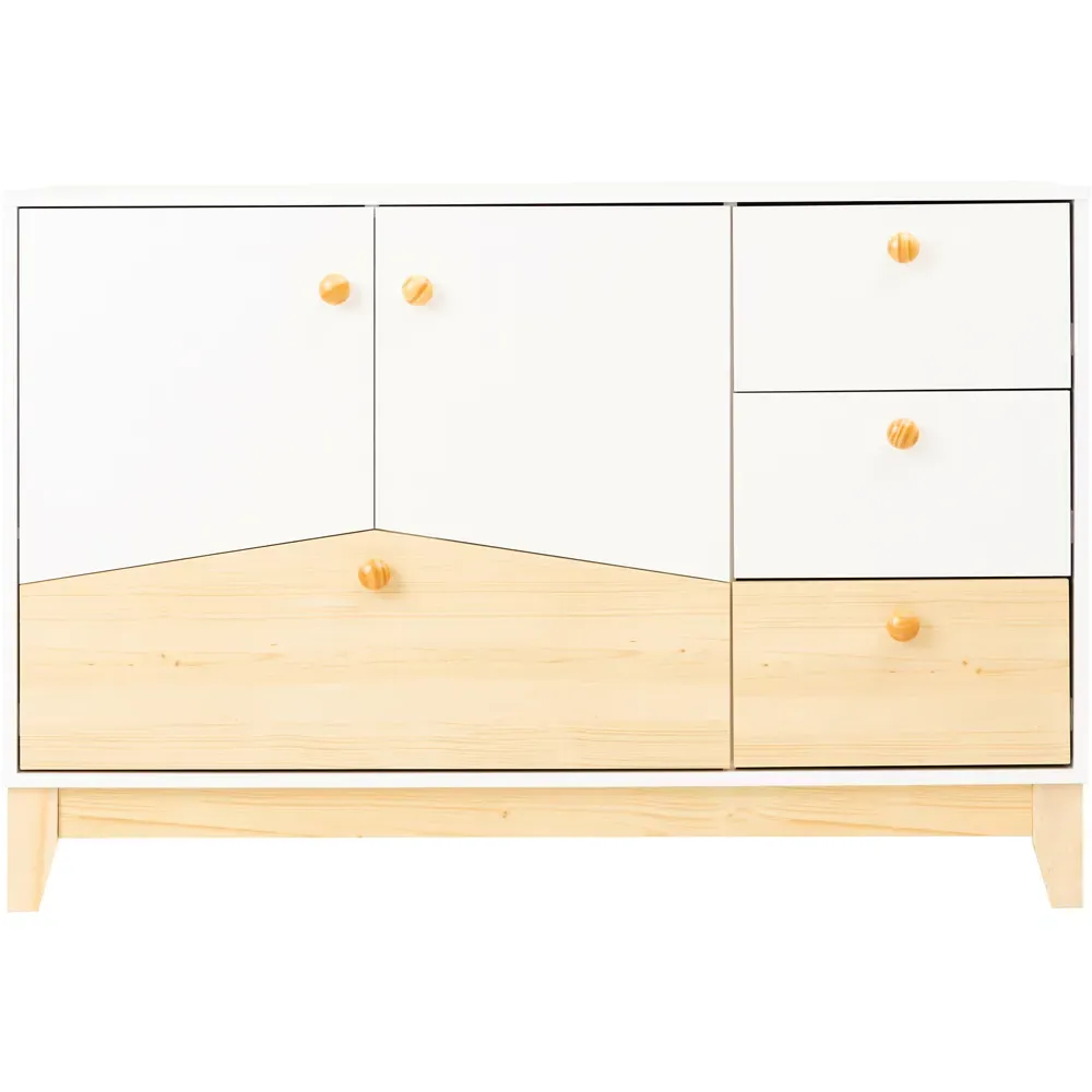 Cody 2 Door 4 Drawer Storage Unit - White, Pine Effect