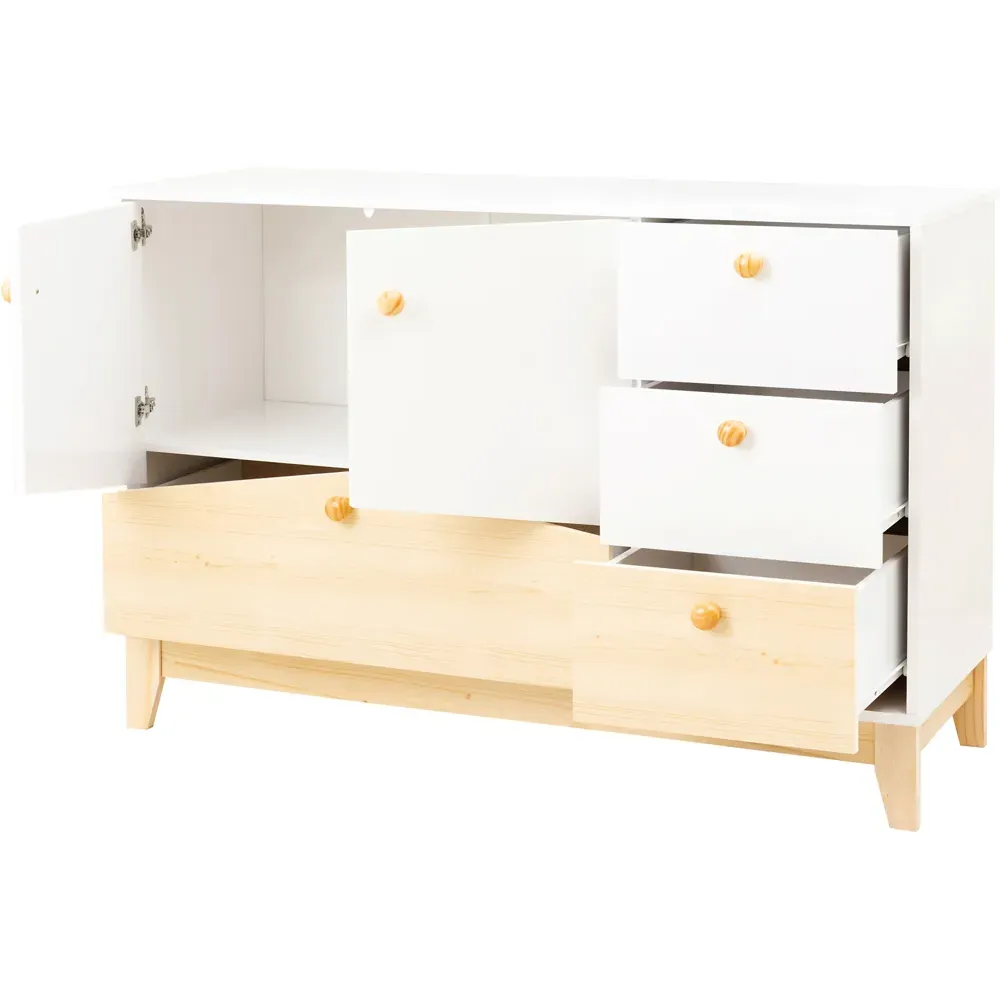 Cody 2 Door 4 Drawer Storage Unit - White, Pine Effect