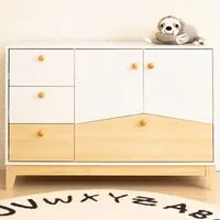 Cody 2 Door 4 Drawer Storage Unit - White, Pine Effect