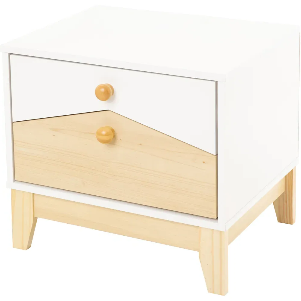 Cody 2 Drawer Bedside Table - White, Pine