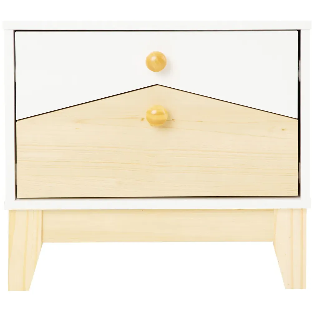 Cody 2 Drawer Bedside Table - White, Pine