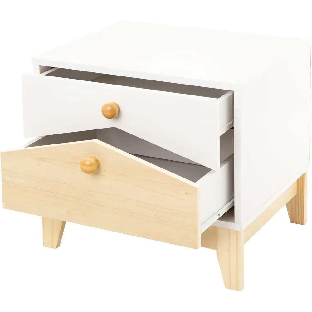 Cody 2 Drawer Bedside Table - White, Pine