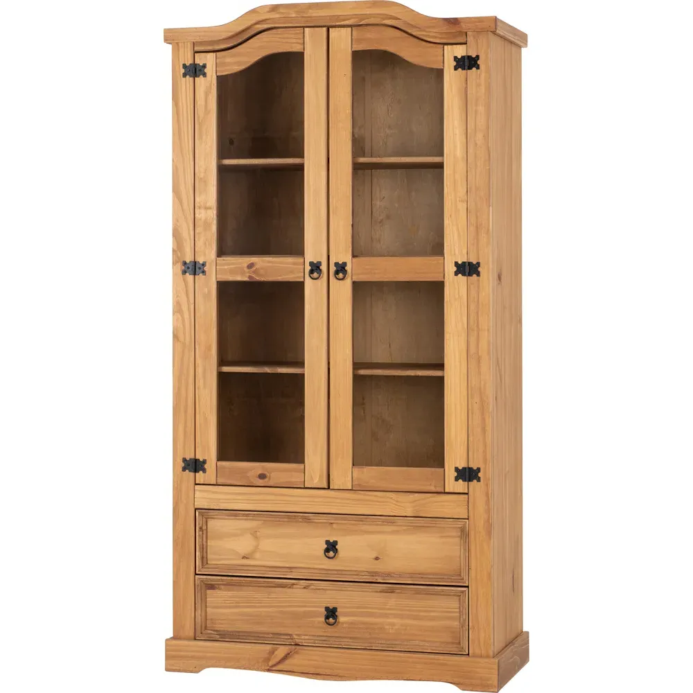 Corona 2 Door 2 Drawer Display Unit - Brown, Pine