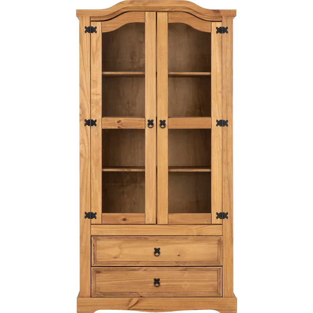 Corona 2 Door 2 Drawer Display Unit - Brown, Pine