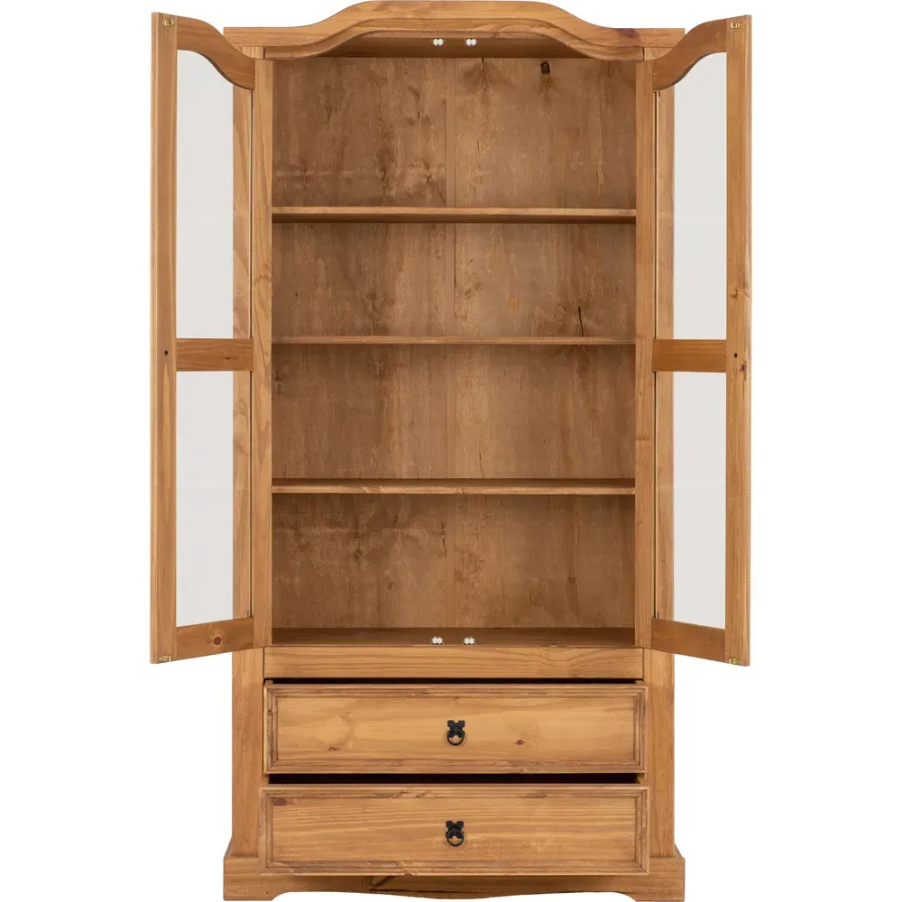 Corona 2 Door 2 Drawer Display Unit - Brown, Pine