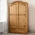 Corona 2 Door Single Drawer Wardrobe - Brown, Pine