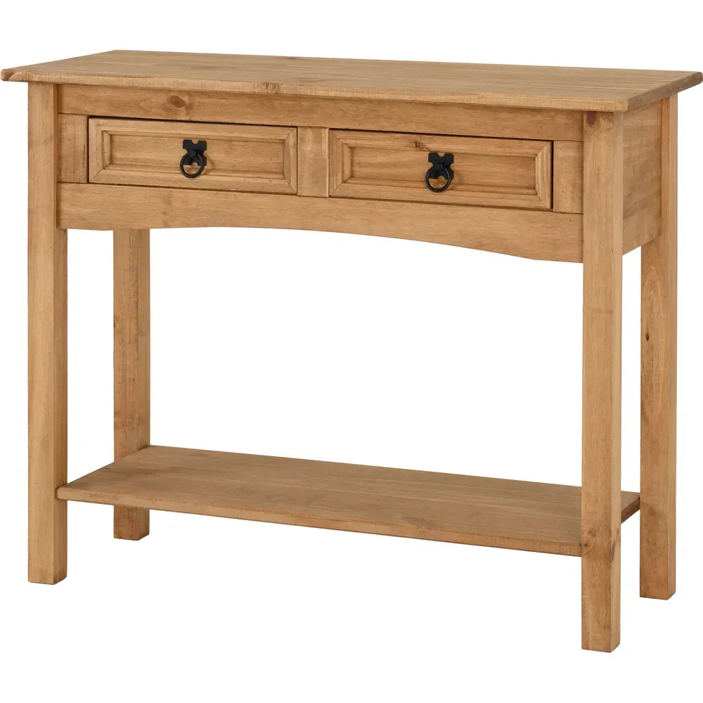 Corona 2 Drawer Console Table with Shelf - Brown, Pine