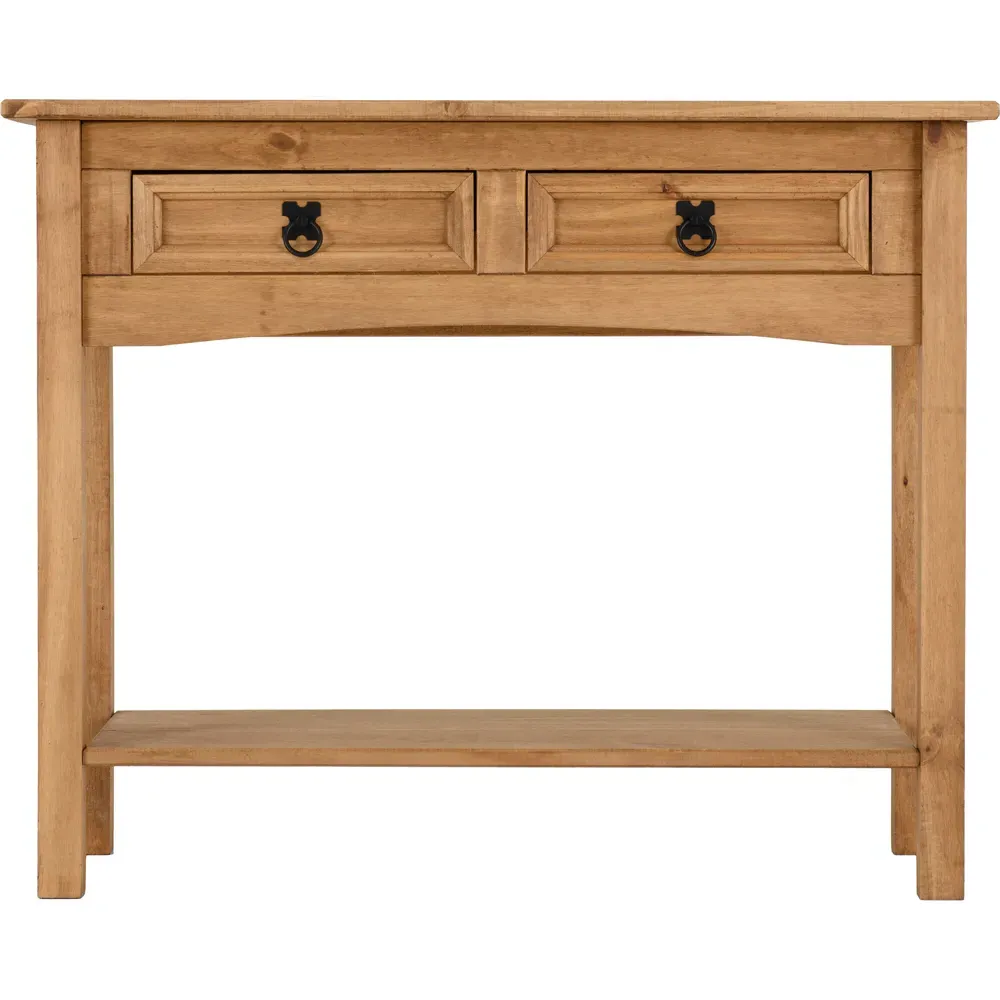 Corona 2 Drawer Console Table with Shelf - Brown, Pine