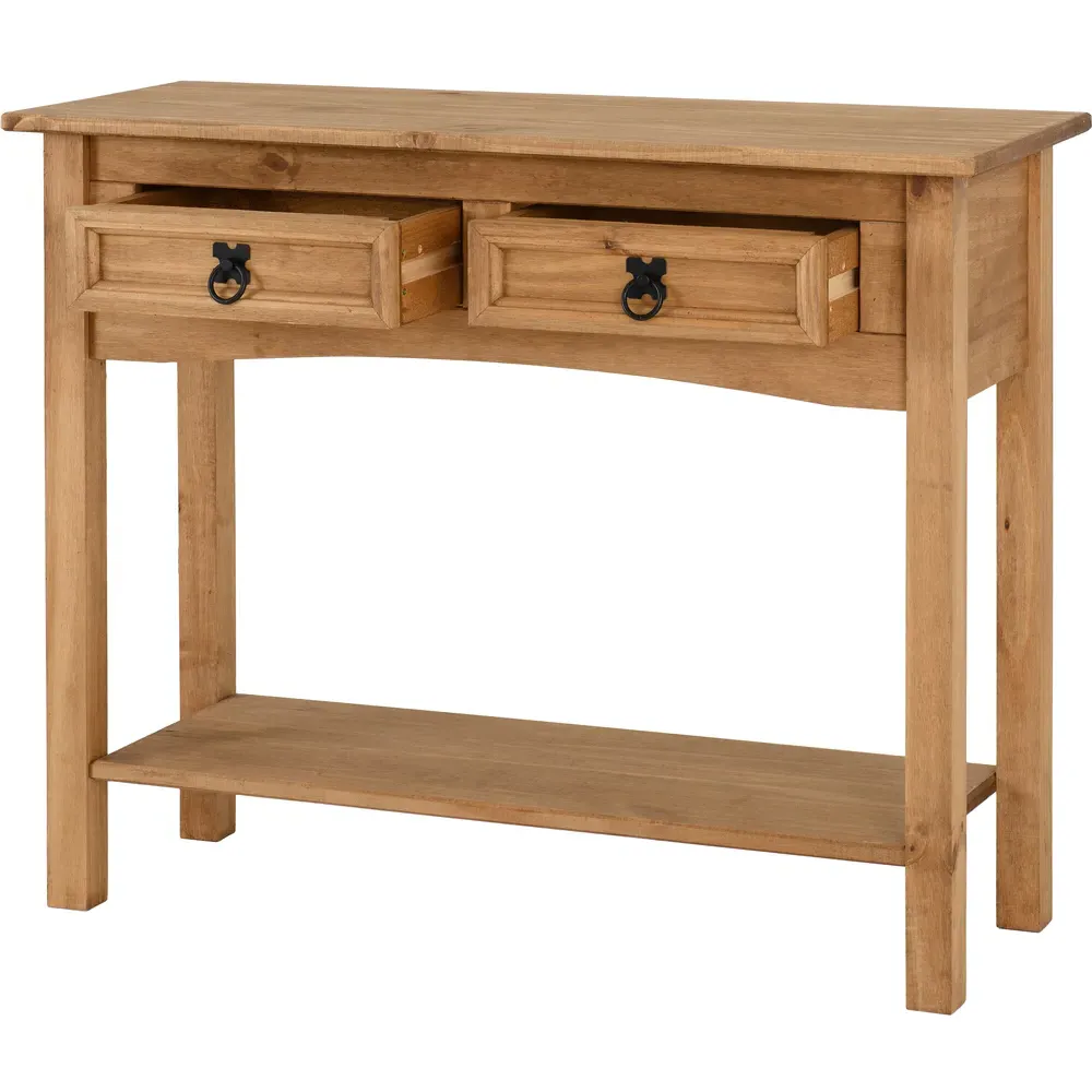 Corona 2 Drawer Console Table with Shelf - Brown, Pine