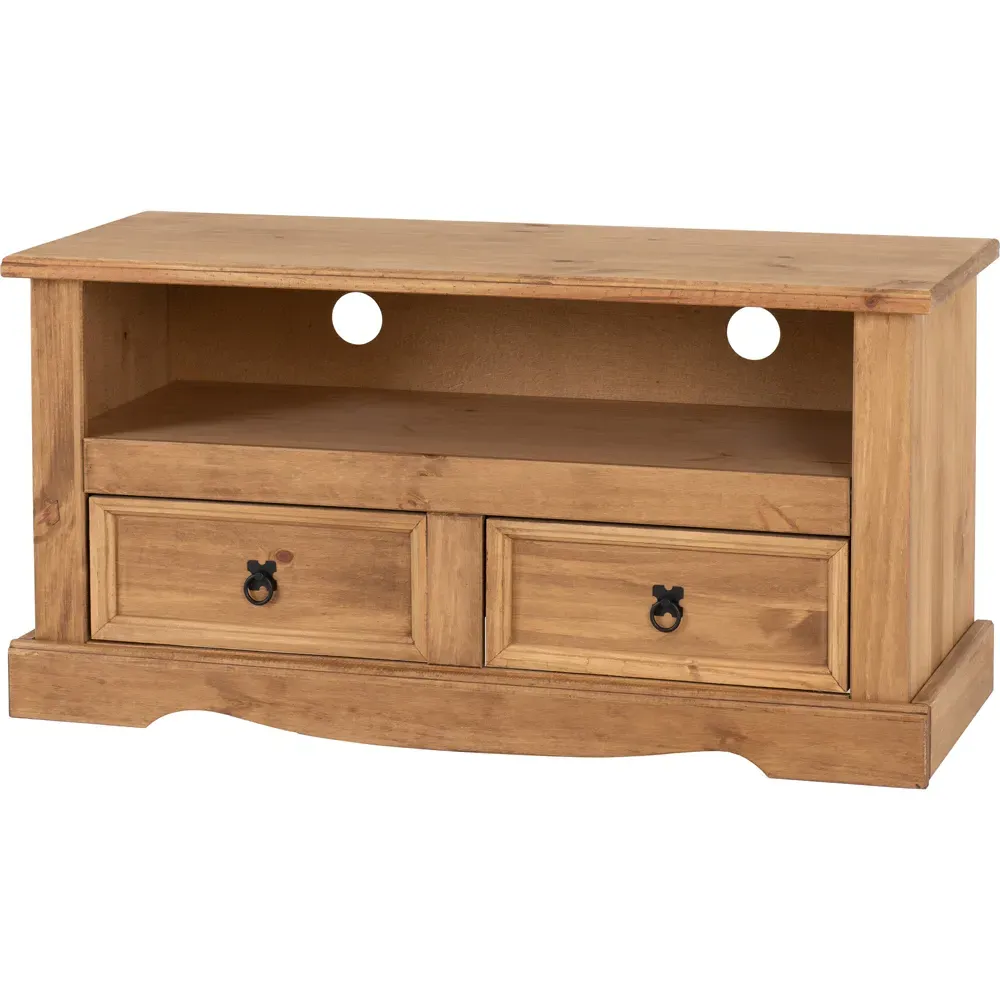 Corona 2 Drawer TV Unit - Brown, Pine