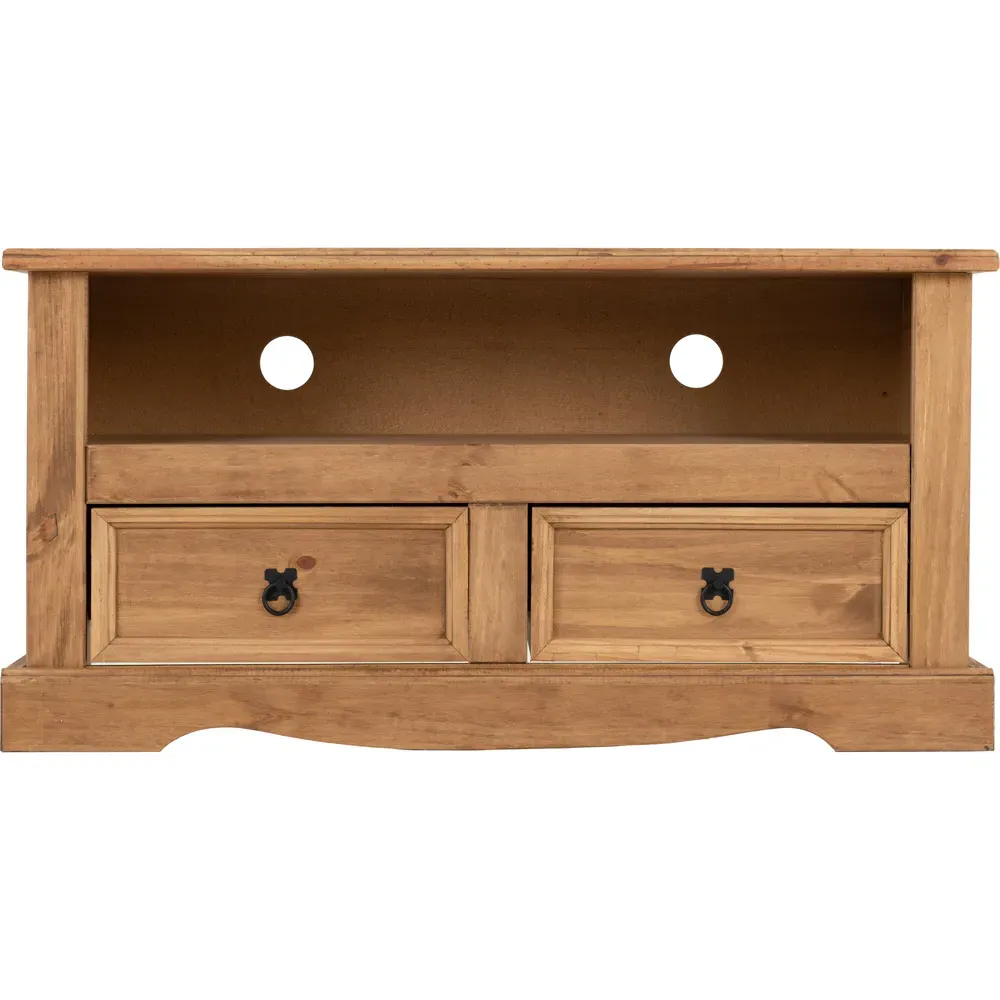 Corona 2 Drawer TV Unit - Brown, Pine